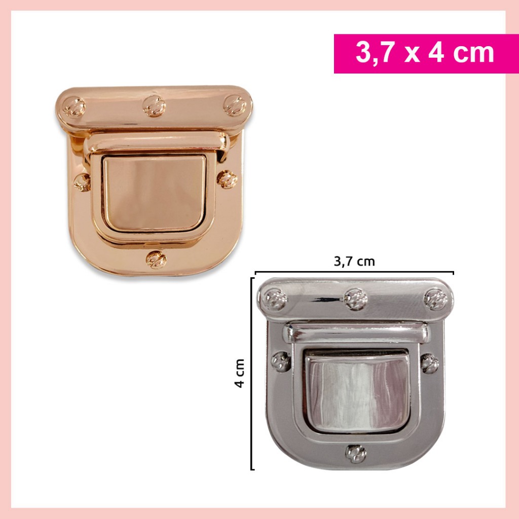 Fecho de metal para bolsa 4x3,7cm com encaixe HYSK124 com 1 unidade