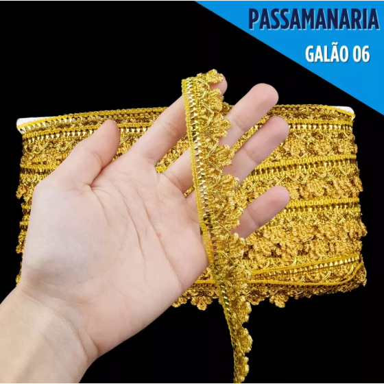 Passamanaria Fita Galão Ref:06 -30mm- Rolo C/10 Mt Galão Metalizado Ouro em Oferta na Shopee