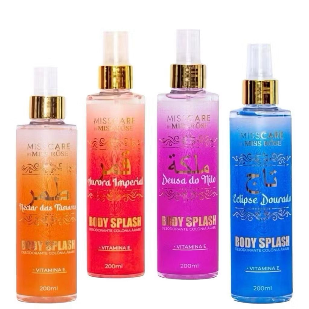 KIT 4 Body Splash Árabe – Luxo e Sofisticação em Dobro da Miss Rôse em Oferta na Shopee