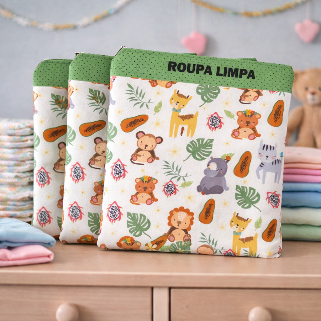 Imagem Saquinho Roupa limpa  suja creche escolinha viagem Maternidade - Organizador de mala infantil