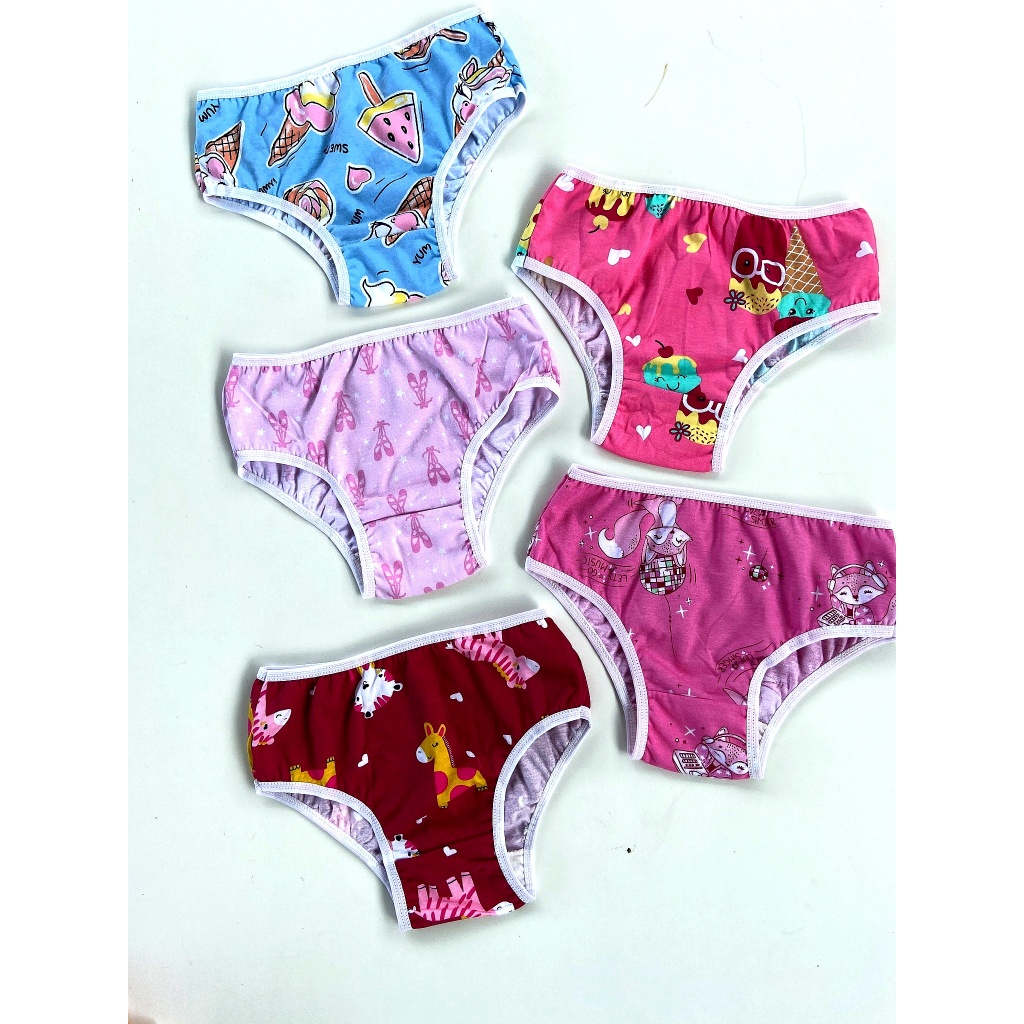 Kit 10 Calcinhas Infantil Menina 100% Algodão Estampas Sortidas Não Aperta