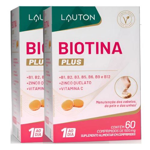 2X Biotina C/ B1 B2 B3 B5 B6 B9 B12 Zinco Quelado Vitamina C Sabor Sem sabor