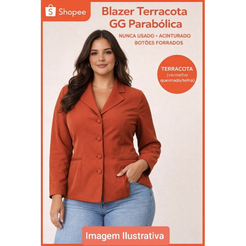 Blazer Terracota GG Parabólica | Nunca Usado | Estilo Alfaiataria | Botões Forrados