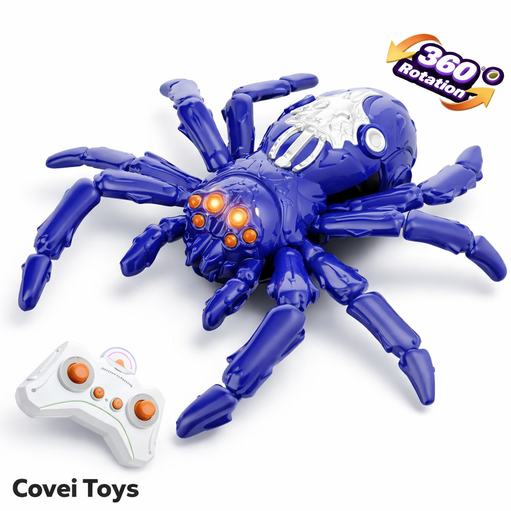 Brinquedo Aranha Escaladora Parede Controle Remoto 360 Graus LED Recarregável Sucção RC Infantil