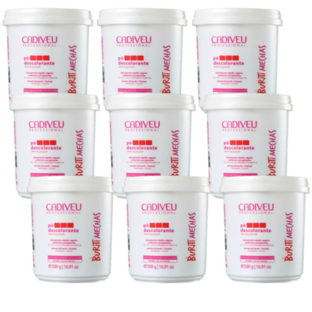 Kit 9 Pós Descolorantes Buriti Mechas Cadiveu 500g