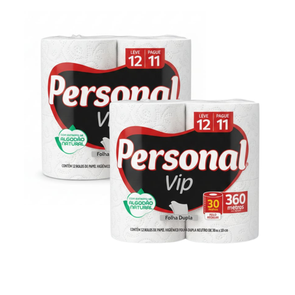 Papel Higiênico Personal Vip Folha dupla 12 rolos - Kit c/ 2
