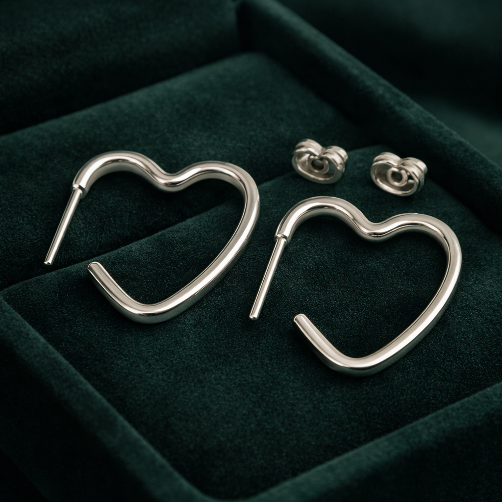 Brinco Argola Coração com Tarraxa em Prata 925 Legítima em Oferta na Shopee