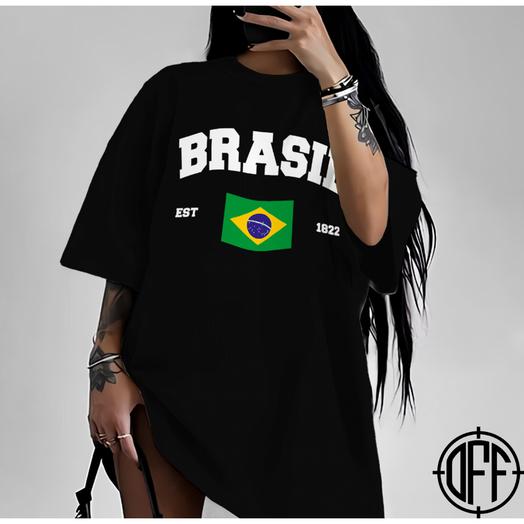 Camiseta Oversized ou Básica Brasil Copa do Mundo 2026 Rumo ao Hexa StreetWear Futebol Brasilidade