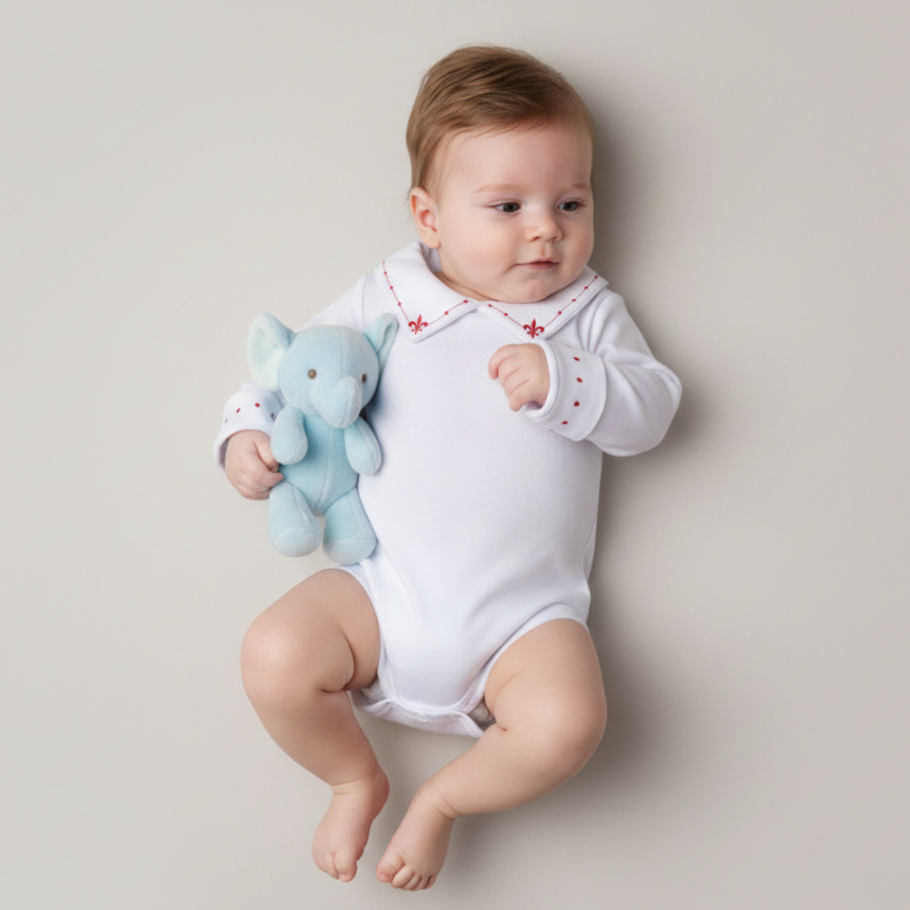 Body Bebê de Menino Gola e Punho Bordado 100% Algodão em Oferta na Shopee