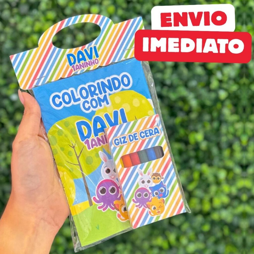 ENVIO RÁPIDO Kit Colorir Giz de Cera Bolofofos Personalizado lembrancinha Festa Aniversário Pintura