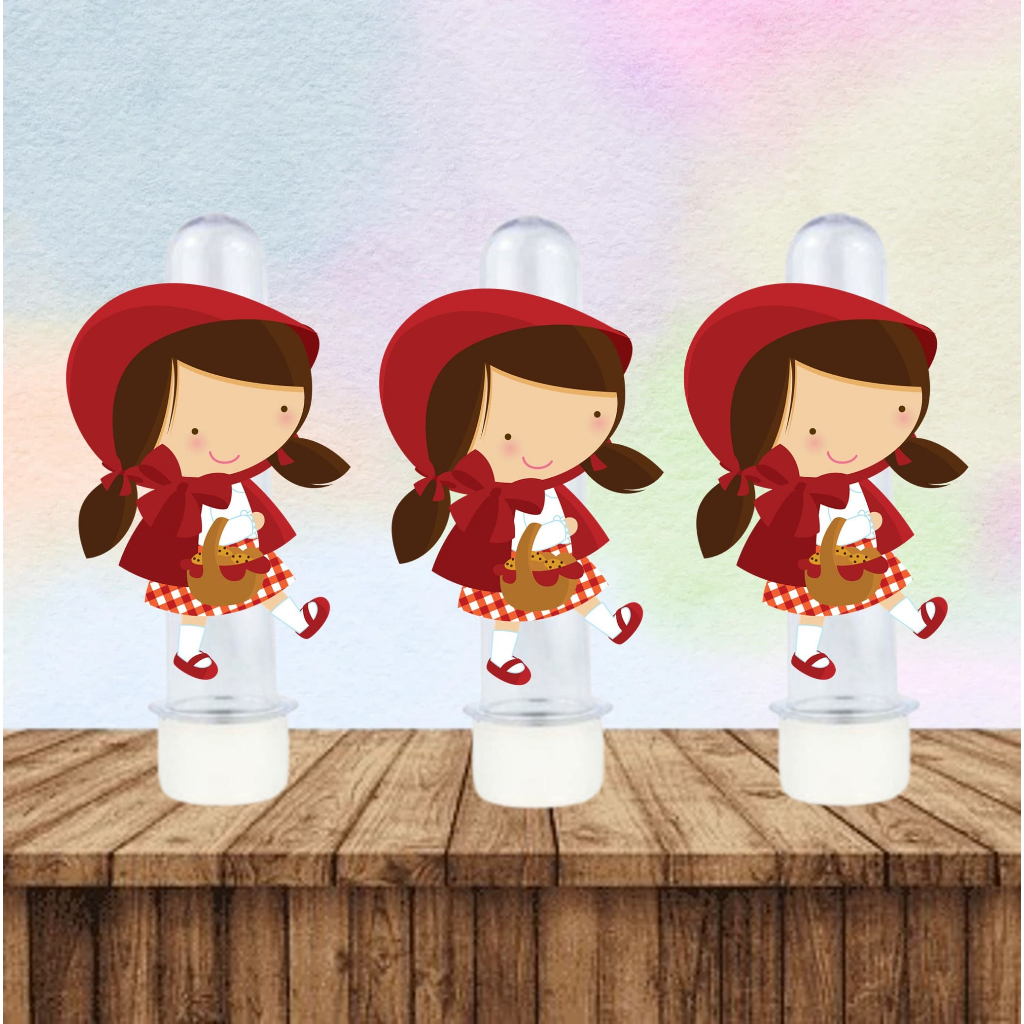APLIQUES PERSONALIZADOS CHAPEUZINHO VERMELHO PARA TUBETES, CAIXINHAS E LEMBRANCINHAS, 50 UNIDADES