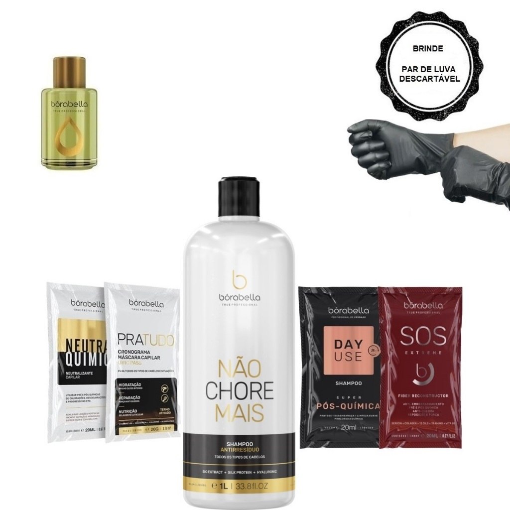 Borabella Shampoo Antirresiduo 1 Litro + Argan 7ml + Sachês em Oferta na Shopee