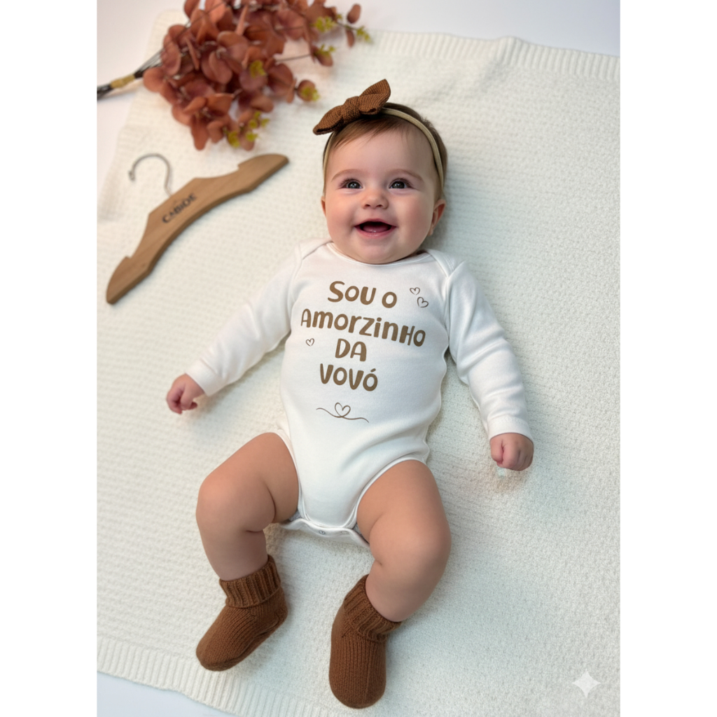 Body Bebê Unissex Suedine Frases Sou Amorzinho