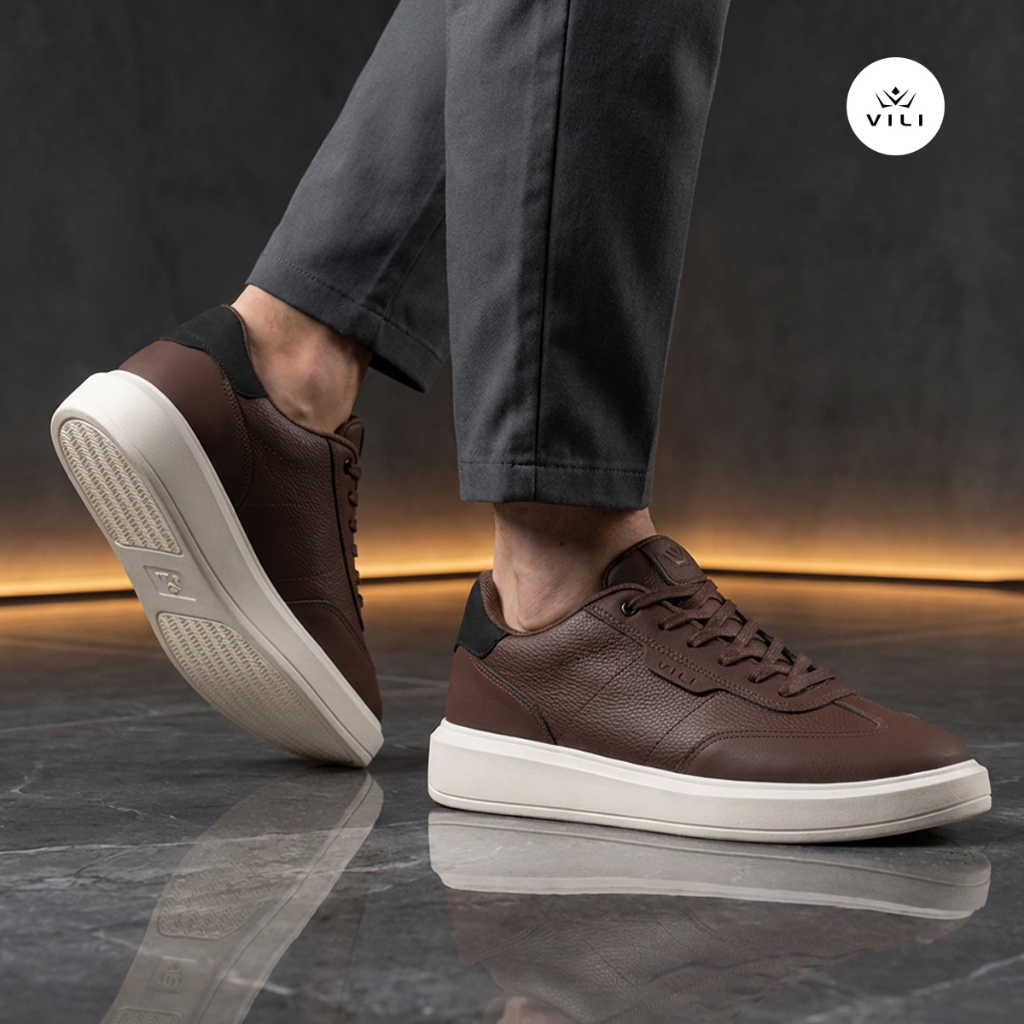Tênis Masculino VILI Urban Sapatênis Casual Couro Nobuck em Oferta na Shopee