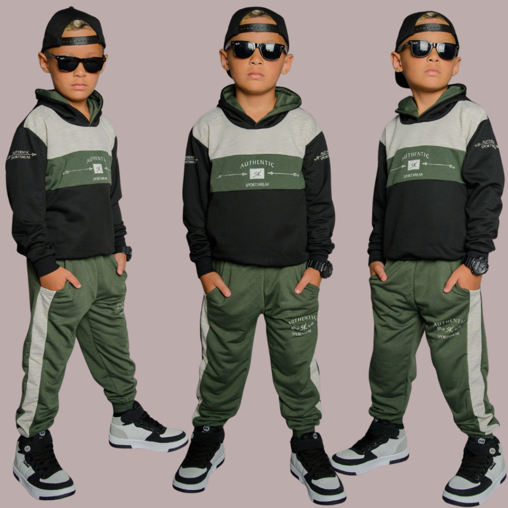 Conjunto Infantil Juvenil Inverno Lançamento Com Capuz Menino Moletinho Estiloso em Oferta na Shopee