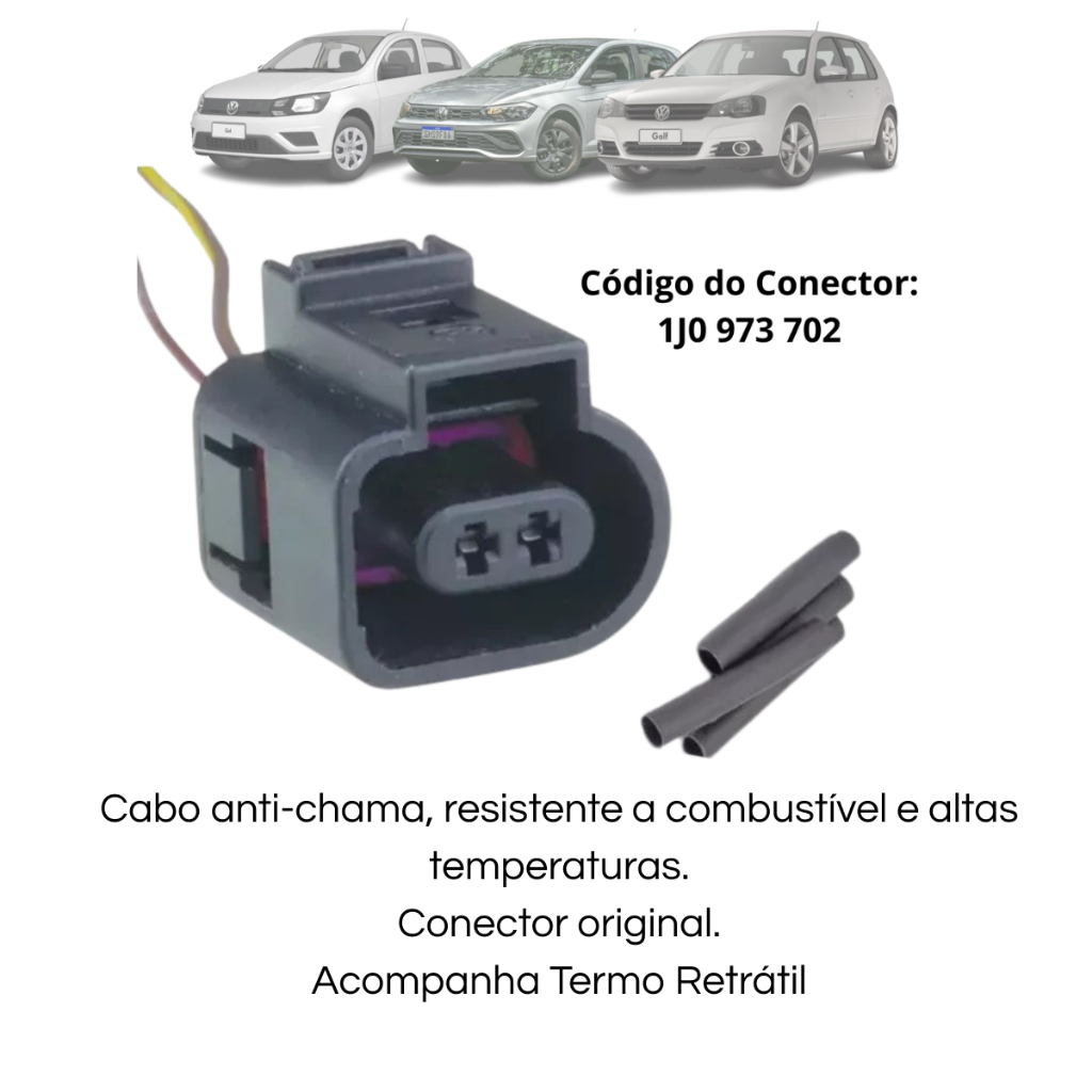 Plug Chicote Sensor Temperatura Agua Radiador/ Detonação Touareg Virtus Tiguan 2 vias 1J0973702