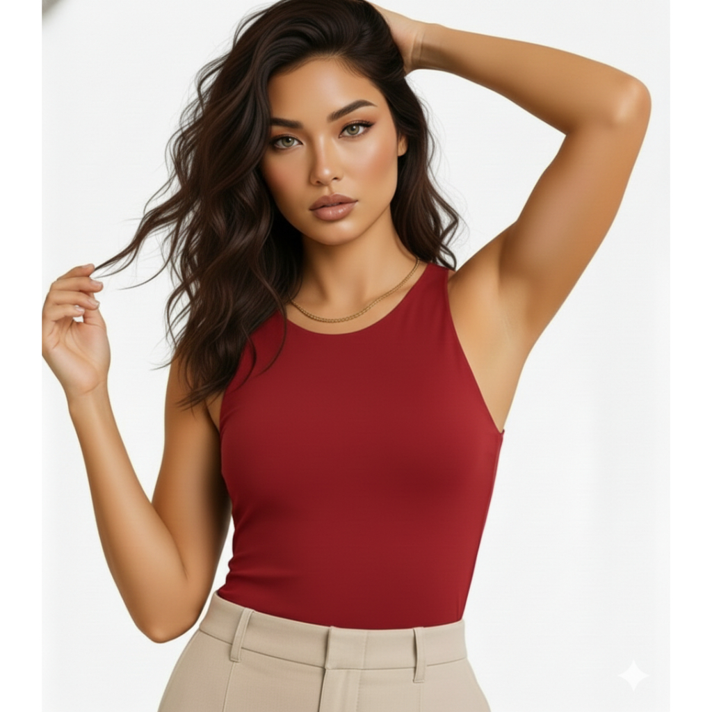 Regata blusa feminina suplex  básica elegante moda tendência estilosa branco vermelho roupa preto moda feminina Premium