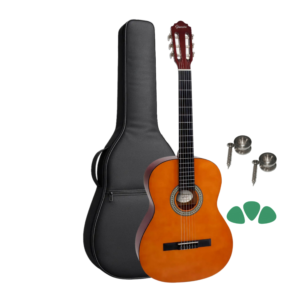 Kit Violão Giannini N-14 Natural N14 + Capa + Palhetas N 14n