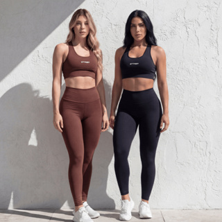 Conjuntos Fitness Feminino Strep Top + Calça Legging Cintura Alta Suplex Academia & Treino em Oferta na Shopee