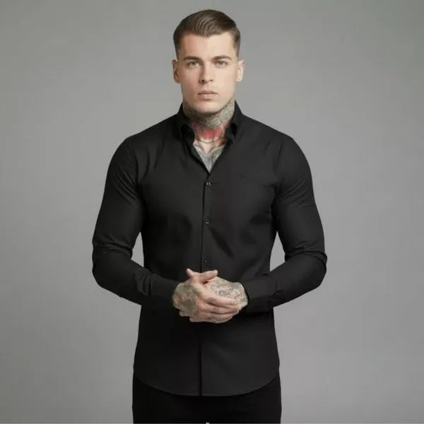 Camisa Masculina Social Manga Longa Slim Elastano Premium