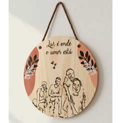 Placa Porta Decorativa Casa e Decoração Peronalizada com sua foto Tema Família Foto Rascunh Desenho MDf 20cm Personaliza