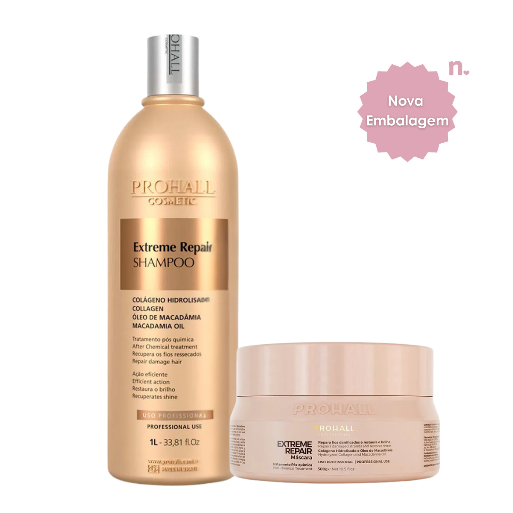 Kit Prohall Shampoo Extreme Repair 1L + Máscara Extreme 300g