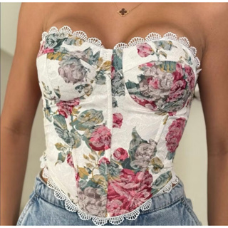 Cropped Corset Tomara que Caia Floral Amarração Traseira Sexy Balada, Festa, Moda Blogueira. em Oferta na Shopee