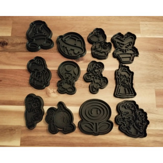 Cortadores de Biscoito Kit com 12 Super | Mario Bros em PLA – Mario, Luigi, Bowser, Yoshi, Peach e Personagens