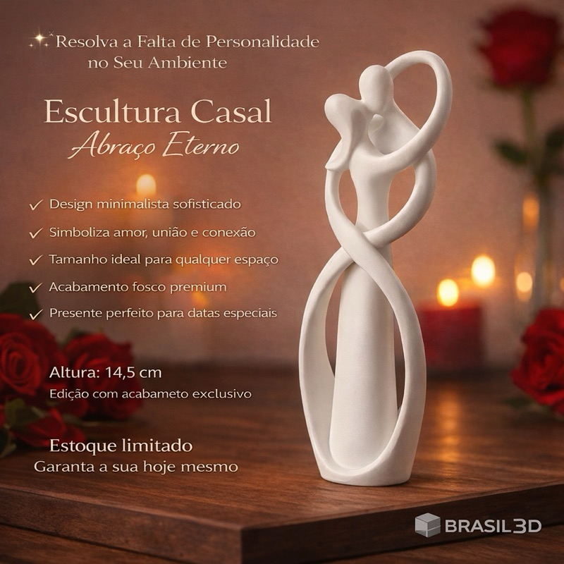Escultura Decorativa Casal Abraço Eterno Minimalista Estátua Família Enfeite Decoração Luxo em Oferta na Shopee