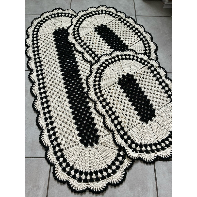 jogo de cozinha tapete em crochê para decorar sua casa passadeira tapete cozinha ou sala