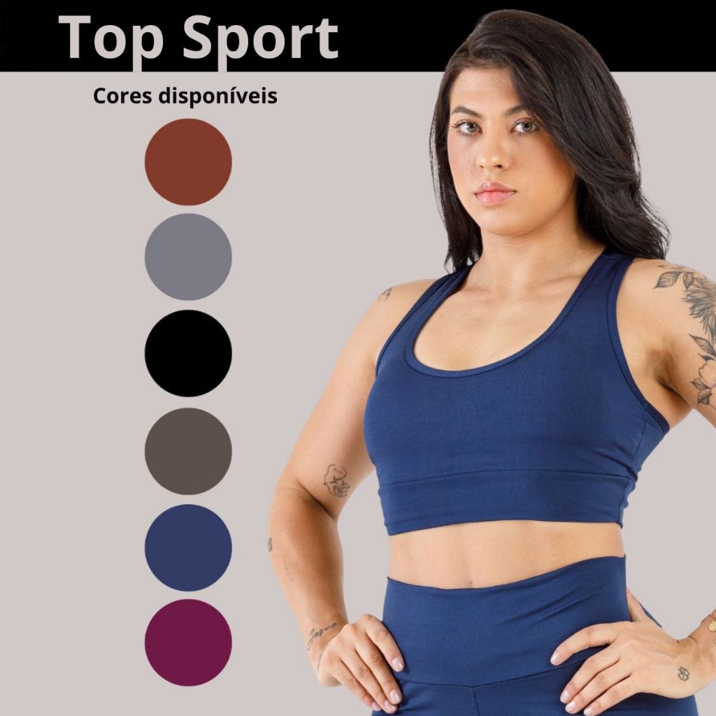 TOP ACADEMIA FITNESS BÁSICO 90722-C2 em Oferta na Shopee