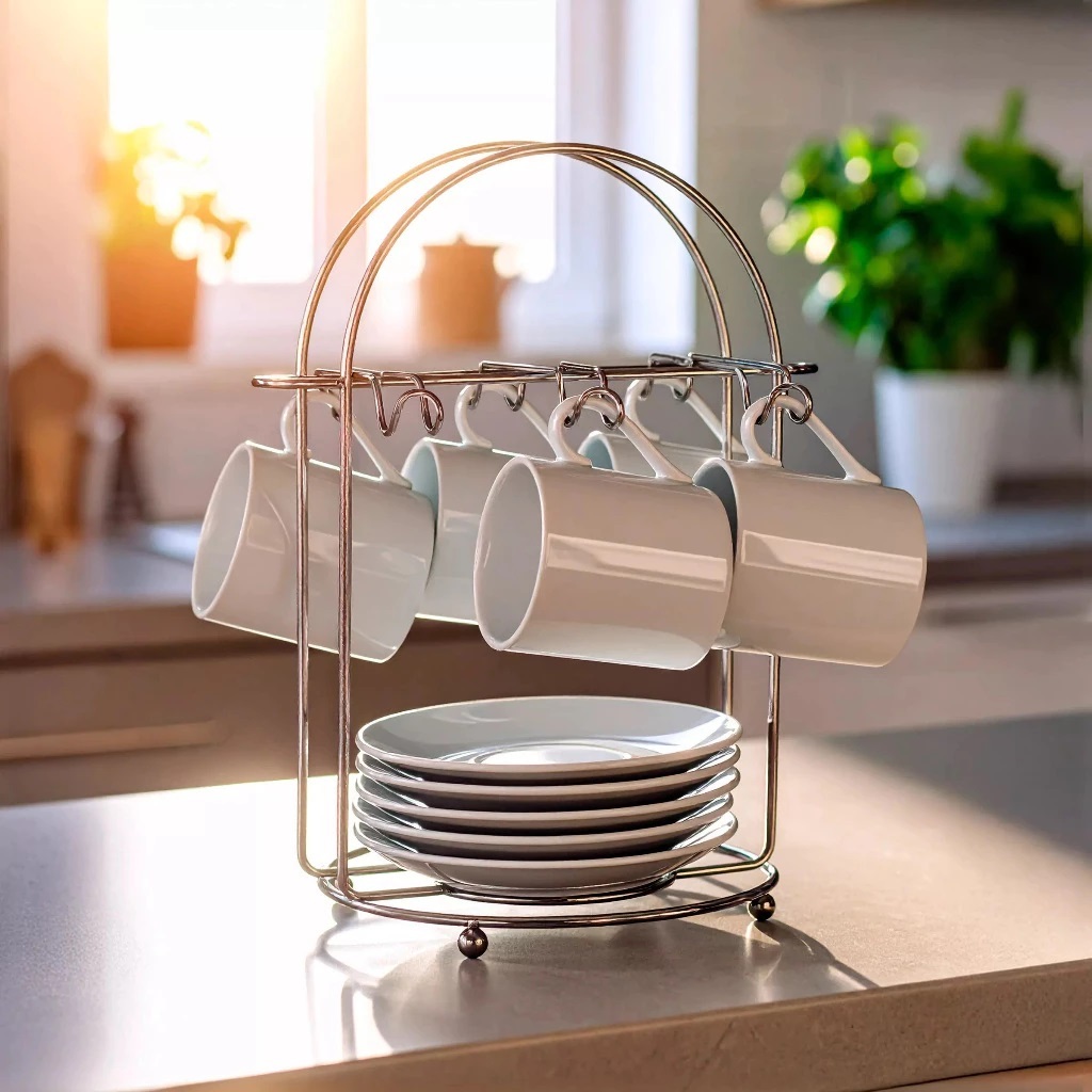 Suporte Porta Xícaras De Café E Pires 6 Ganchos De Mesa em Oferta na Shopee