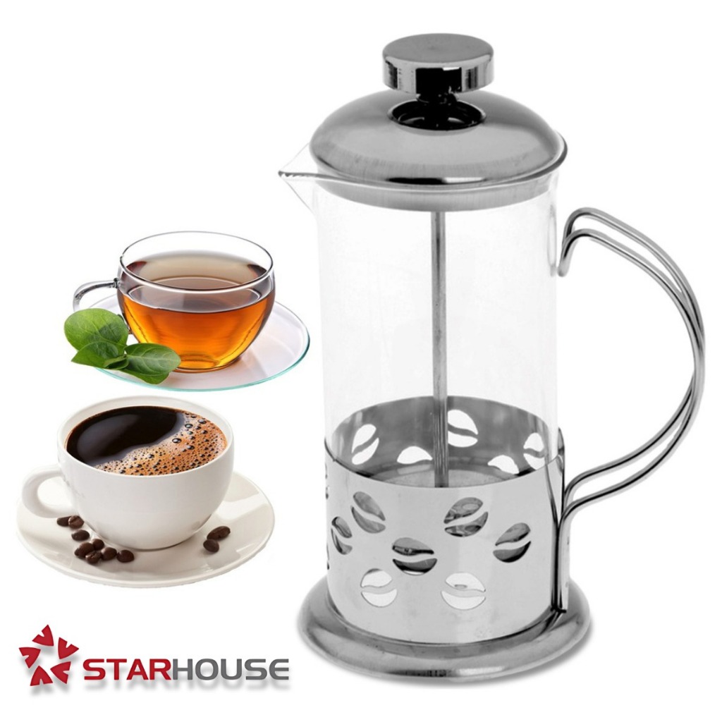 Cafeteira Prensa Francesa 350ml de Inox Vidro Cremeira para Café Leite Filtro de aço Inoxidável