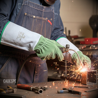 Luva De Raspa Couro Punho 20cm Proteção Soldador Solda Cano Longo Epi Petroleira / Verde Ca 42659 em Oferta na Shopee