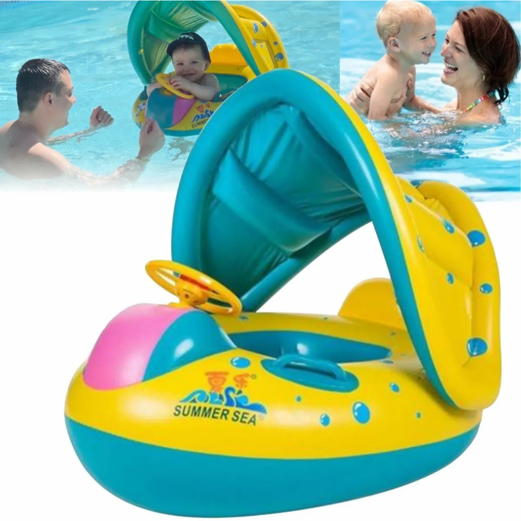 Bóia Bote Inflável Infantil Proteção Solar UV 70Cm Divertida Resistente PVC Não Fura em Oferta na Shopee