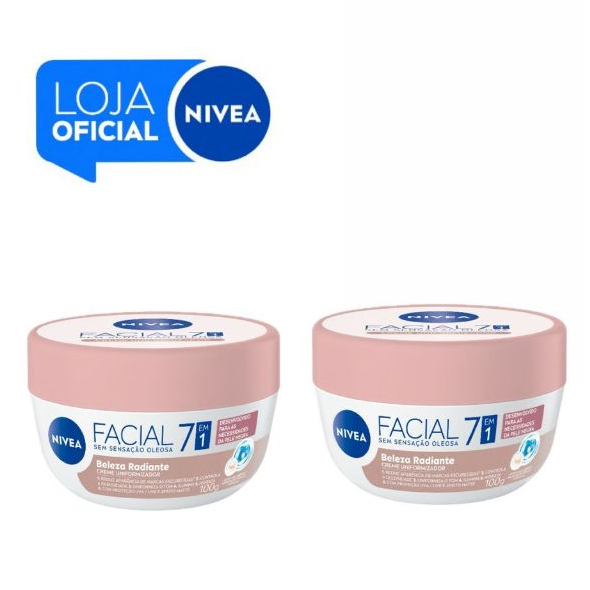 KIT NIVEA Hidratante Facial Beleza Radiante 7 em 1 100g - 2 unidades BBB 26 em Oferta na Shopee