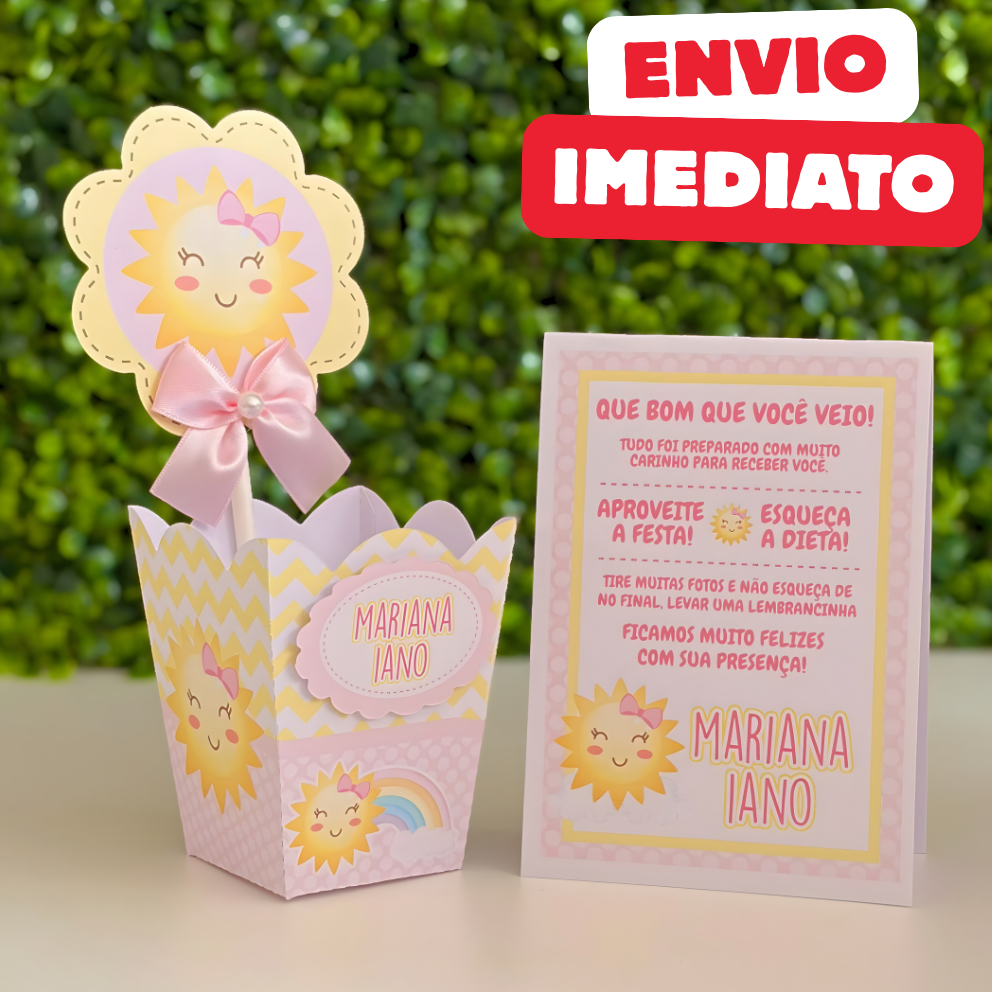 ENVIO RÁPIDO Kit de Centro de mesa Primeira Volta ao Sol Personalizado solzinho Cachepô Lembrancinha