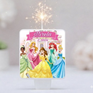 VELA DE ANIVERSÁRIO, PERSONALIZADA PRINCESAS em Oferta na Shopee