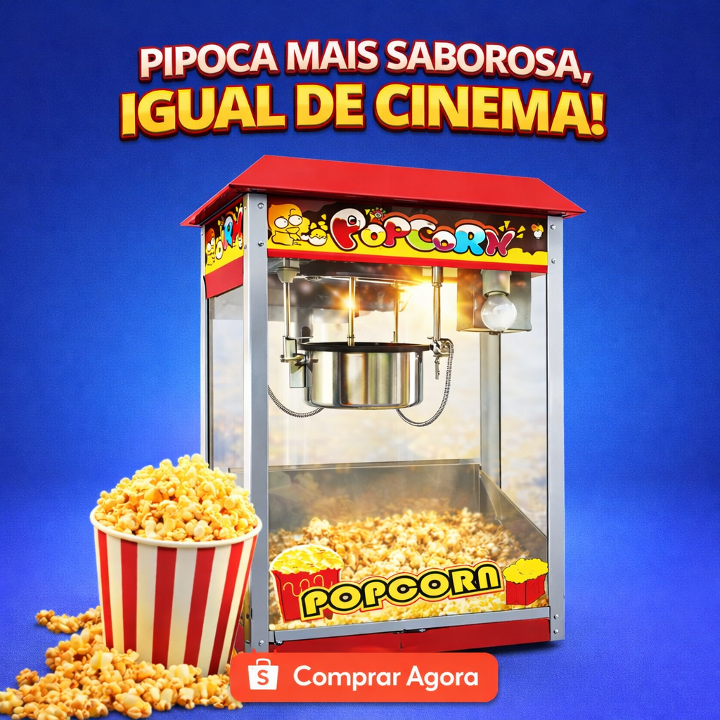 Pipoqueira Elétrica Máquina De Pipoca Elétrica Profissional Vermelho 127V ou 220V - Fácil de usar e limpar