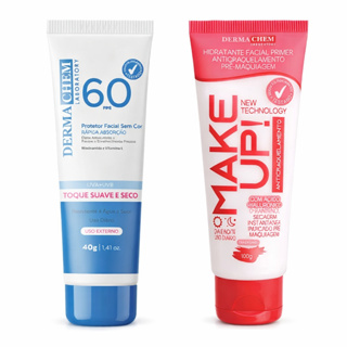 PROTETOR SOLAR FATOR 60 + HIDRATANTE FACIAL PRIMER ANTICRAQUELAMENTO MAKE UP DERMACHEM em Oferta na Shopee