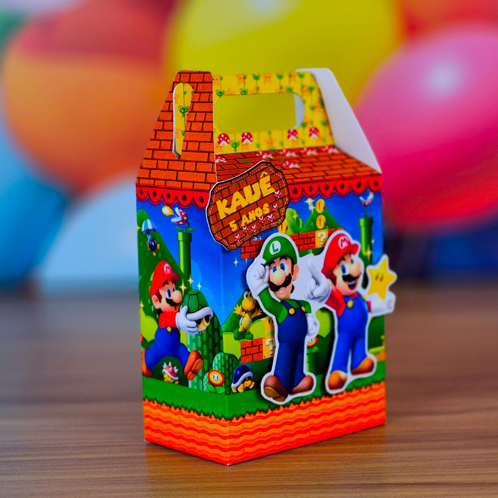 Kit Caixa Maletinha Super Mario Lembrancinha Personalizados Decoração Festa caixinha – Papelaria 3D