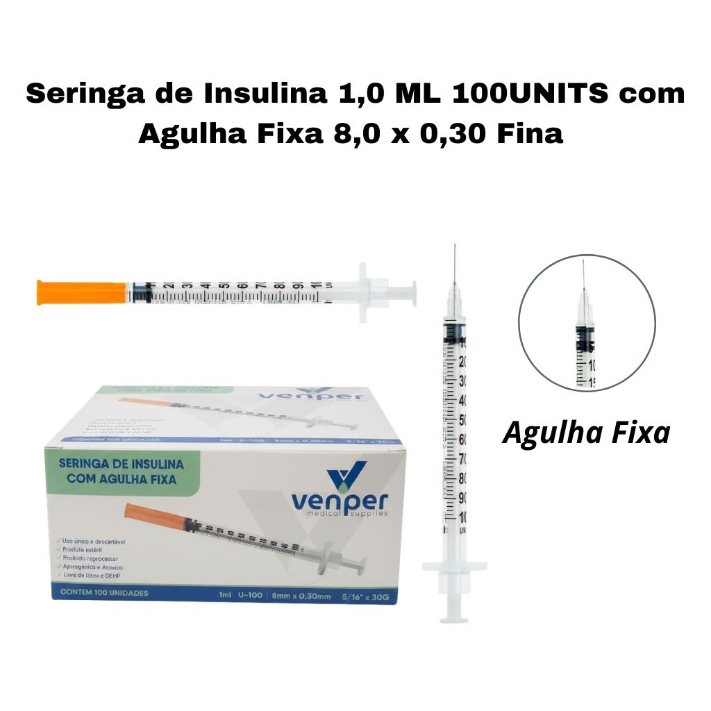 Seringa Insul 1ml/100ul Ag Ultra Fina 8,0x0,30mm 30g