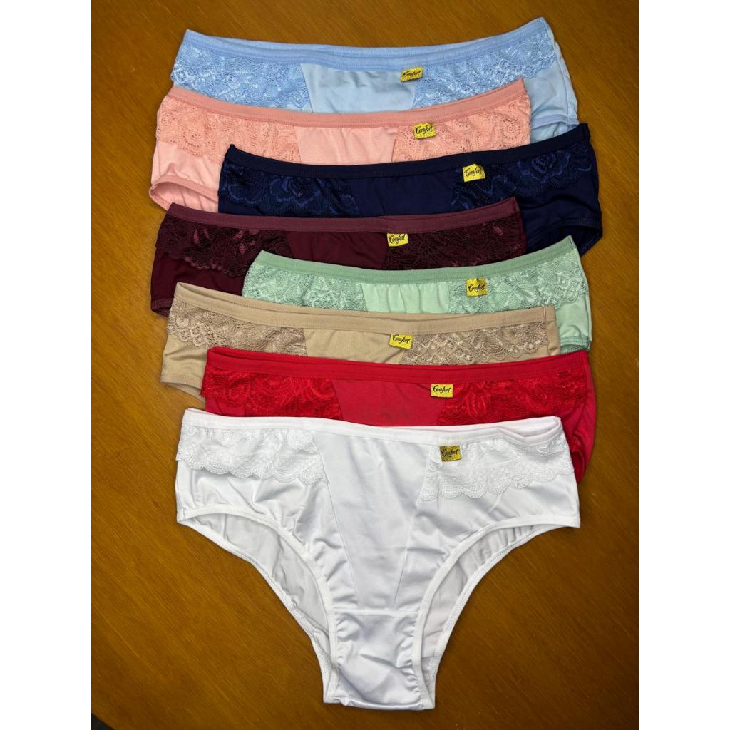 Kit Calcinhas Plus Size Conforto Dia a Dia Macia Sexy Aperta Barriga Cintura Alta Renda Linha Noite e Dia