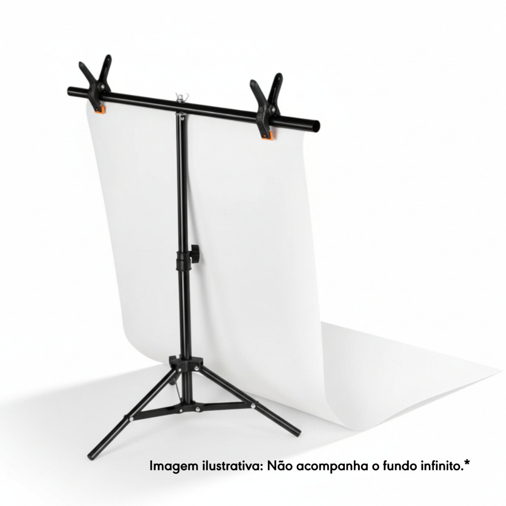 Suporte T para Fundo Infinito de PVC 70x75cm TPFoto Ajustavel com 2 Grampos Clamp