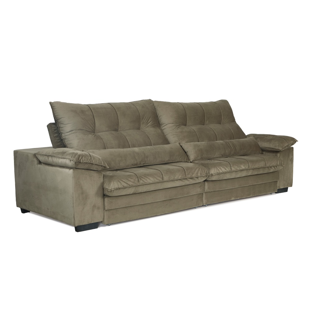Imagem Sofá Retrátil Reclinável 2,10m com Molas e Espuma D33 Biondi Veludocristal - NETSOFAS