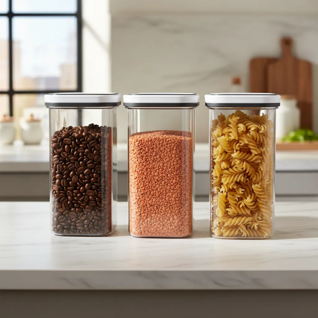Kit Porta Mantimentos Plástico Resistente 1L Pote Hermético Premium Organizador Cozinha Com Vedação