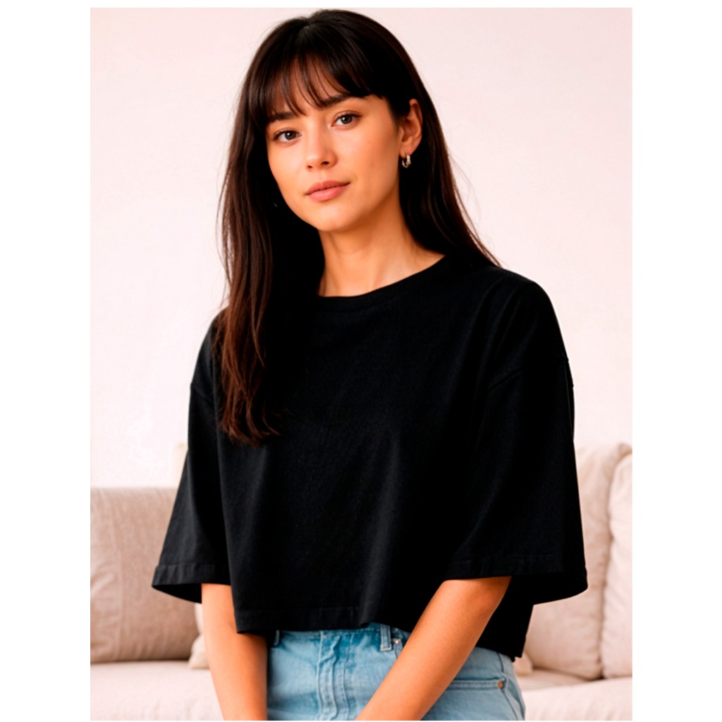 Cropped Oversized Feminino Liso Confortável 100% Algodão Blusinha Estilosa