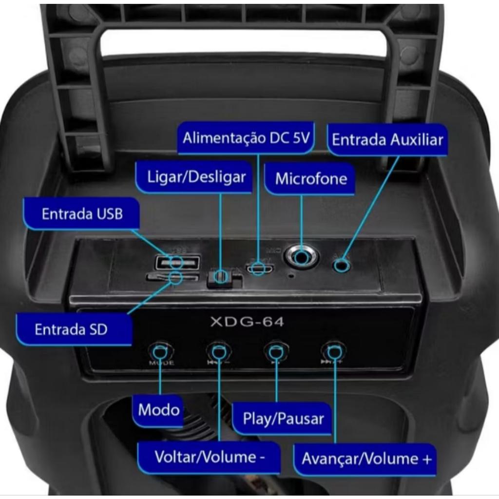 Kit 2 Caixas de Som Bluetooth Portátil com Microfone - Som Potente e Multifuncional