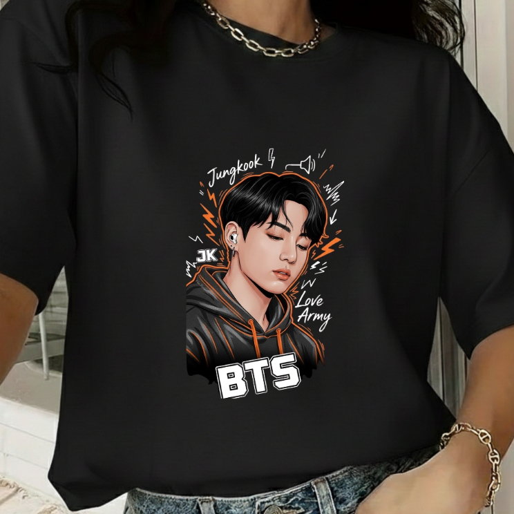 Camiseta Tshirt  Algodão Bts Jungkook Estilo Kpop Idol Coreano– Blusa Casual Fã