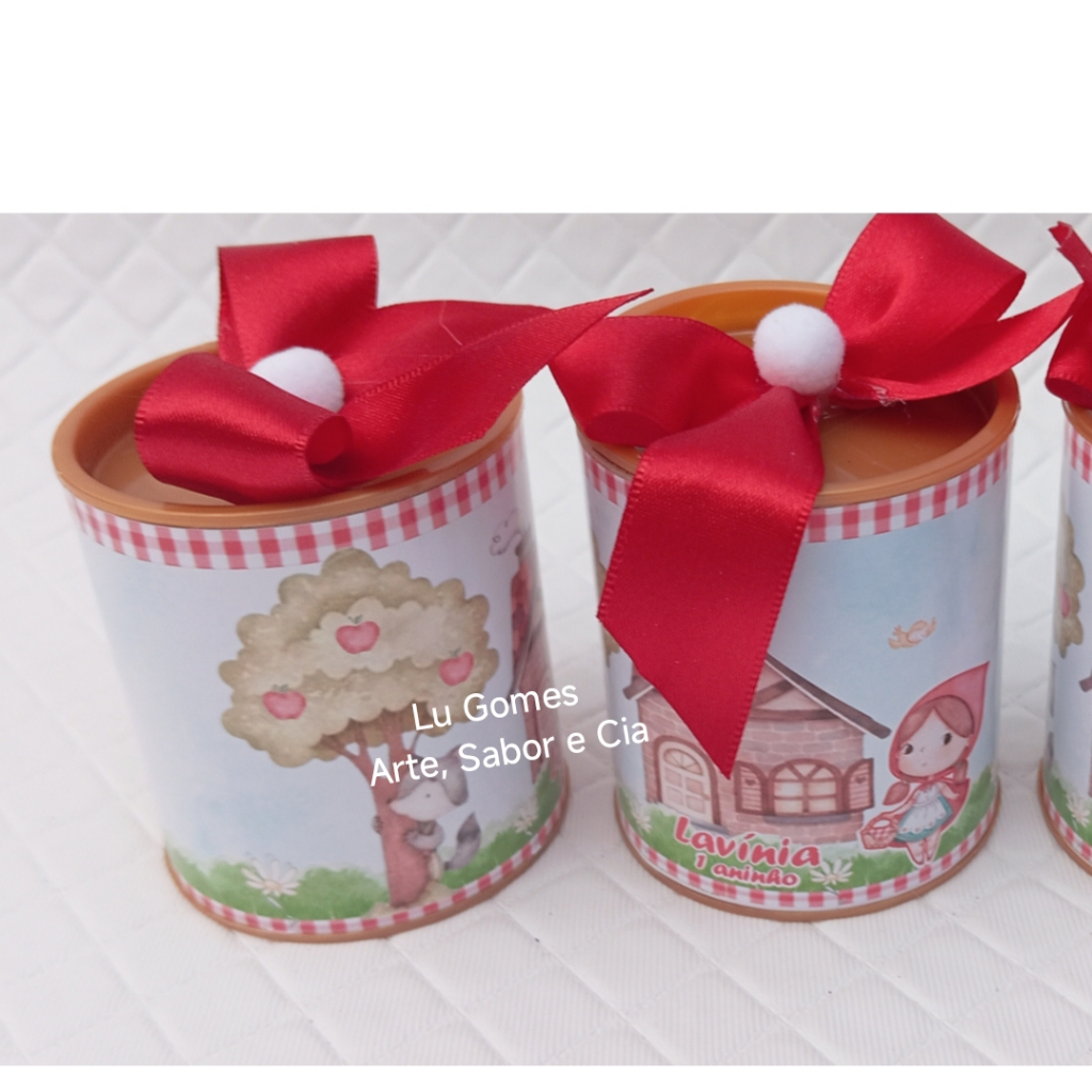 KIT MINI TUBOLATA 6X7 CM CHAPEUZINHO VERMELHO - Lembrancinhas Aniversários |Chá de bb | Maternidade |Batizado